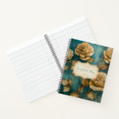Create Your Own Teal & Gold Roses Floral Notitieboek (Binnen)