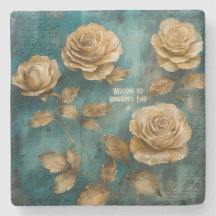 Create Your Own Teal & Gold Roses Floral