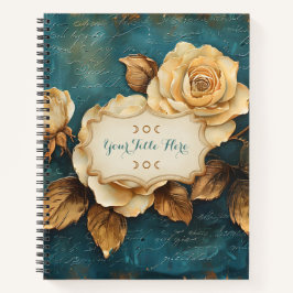 Create Your Own Teal & Gold Roses Love Letter Notitieboek