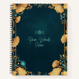 Create Your Own Teal Golden Gingko Leaves Notitieboek