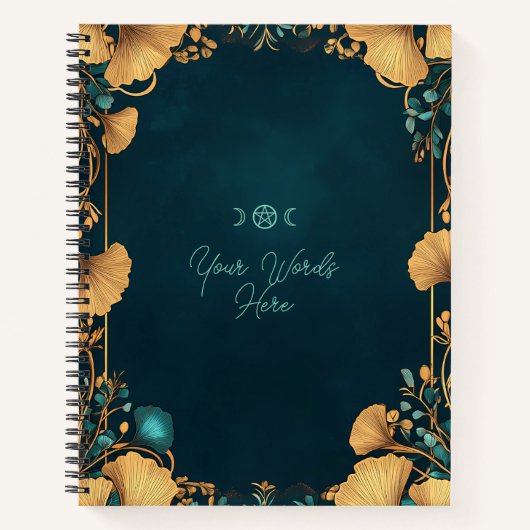 Create Your Own Teal Golden Gingko Leaves Notitieboek (Voorkant)