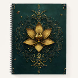Create Your Own Teal Golden Lotus Notebook Notitieboek