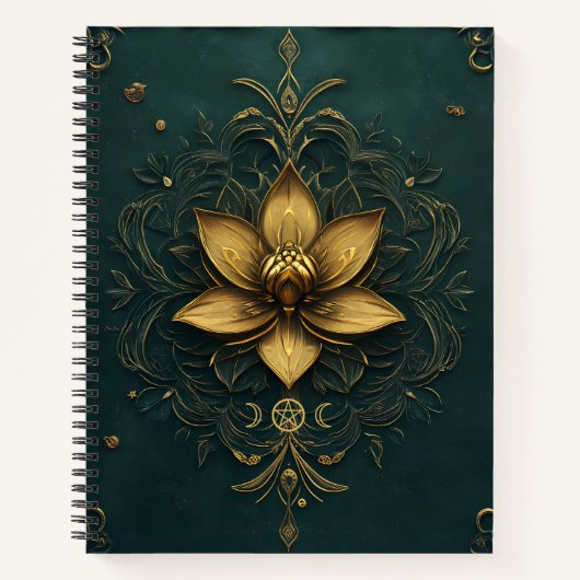 Create Your Own Teal Golden Lotus Notebook Notitieboek (Voorkant)