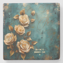 Create Your Own Teal & Golden Peach Roses Floral
