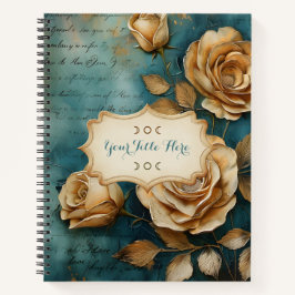 Create Your Own Teal & Golden Yellow Rose Bouquet Notitieboek