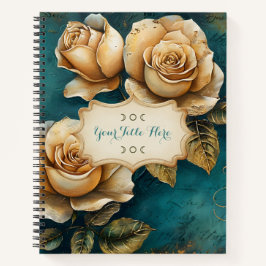 Create Your Own Teal & Golden Yellow Roses Floral Notitieboek