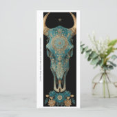 Create Your Own Teal Horned Skull Bookmark Card (Staand voorkant)