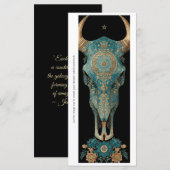 Create Your Own Teal Horned Skull Bookmark Card (Voorkant / Achterkant)