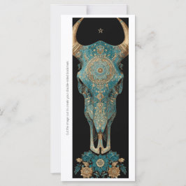 Create Your Own Teal Horned Skull Bookmark Card