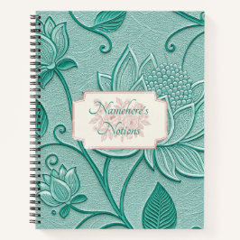 Create Your Own Teal Lotus Vintage Floral Notitieboek
