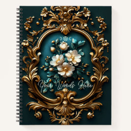 Create Your Own Teal Ornamental Gilded Blossoms Notitieboek