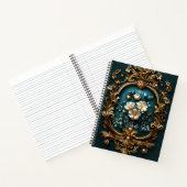 Create Your Own Teal Ornamental Gilded Blossoms Notitieboek (Binnen)