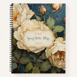 Create Your Own Teal Peach & Yellow Roses Floral Notitieboek