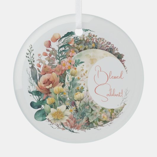 Create Your Own Tropical Floral Crescent Moon Glas Ornament (Voorkant)