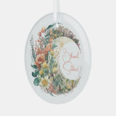 Create Your Own Tropical Floral Crescent Moon Glas Ornament (Voorkant links)