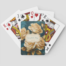 Create Your Own Turquoise Golden Yellow Rose Spray Pokerkaarten
