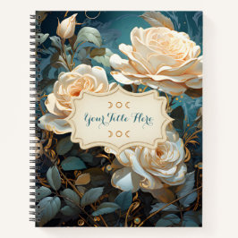Create Your Own Turquoise Pale Peach Roses Floral Notitieboek
