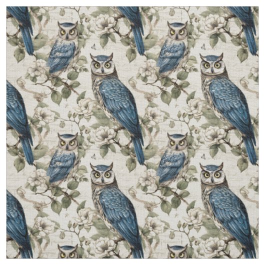 Create Your Own Vintage Blue Owls Stof (Swatch)
