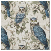 Create Your Own Vintage Blue Owls Stof (Close Up)