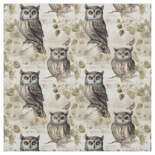 Create Your Own Vintage Brown Owls Stof (Swatch)