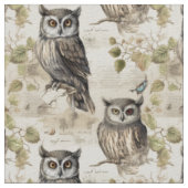 Create Your Own Vintage Brown Owls Stof (Close Up)