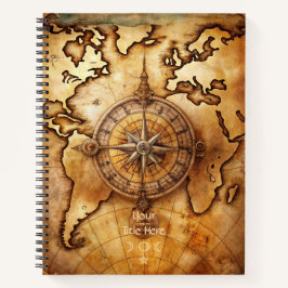 Create Your Own Vintage Compass Rose Travel Map Notitieboek