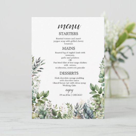 Create Your Own wedding eucalyptus Flat Menu (Staand voorkant)