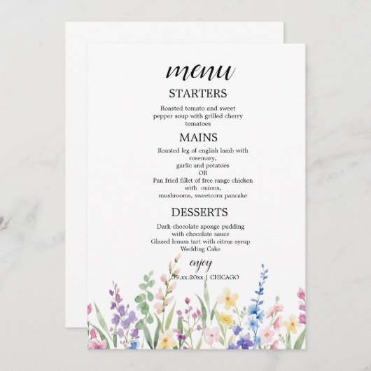 Create Your Own wedding eucalyptus Flat Menu (Voorkant / Achterkant)