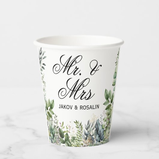 Create Your Own wedding eucalyptus Papieren Bekers (Voorkant)