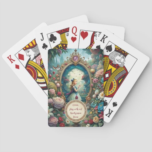 Create Your Own Whimsical Alice Looking Glass Pokerkaarten (Achterkant)