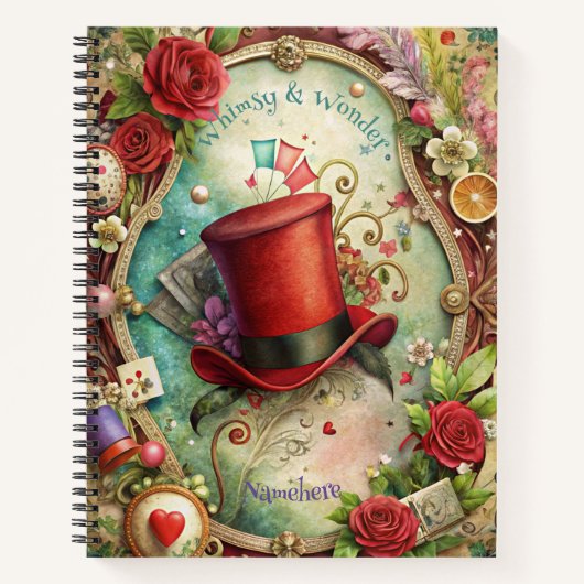 Create Your Own Whimsical Red Top Hat Notitieboek (Voorkant)