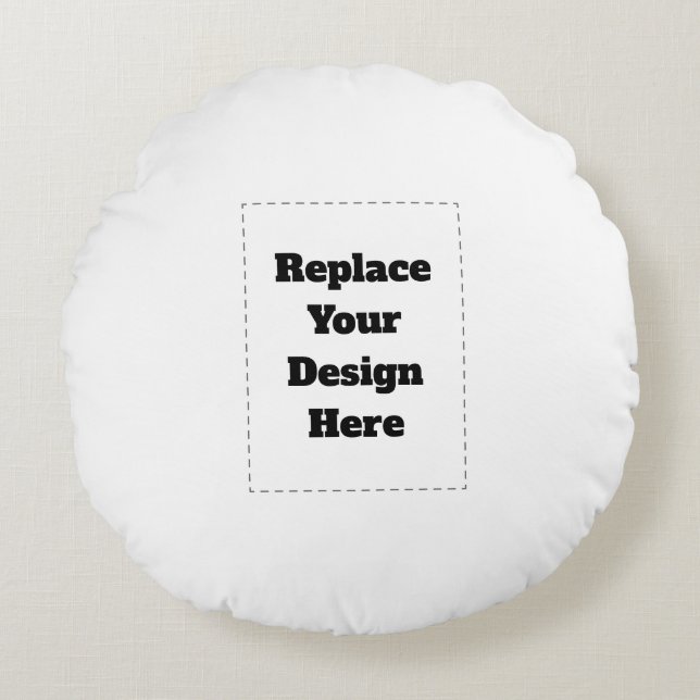 Create Your Own white  Rond Kussen (Voorkant)