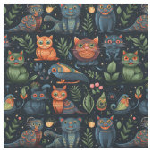 Create Your Own Wild Goblin Cats Birds Black Stof (Close Up)