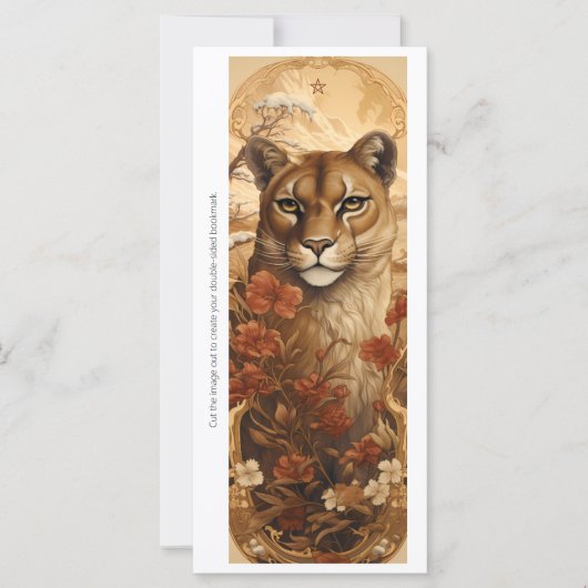 Create Your Own Wild Puma Floral Bookmark Card (Voorkant)