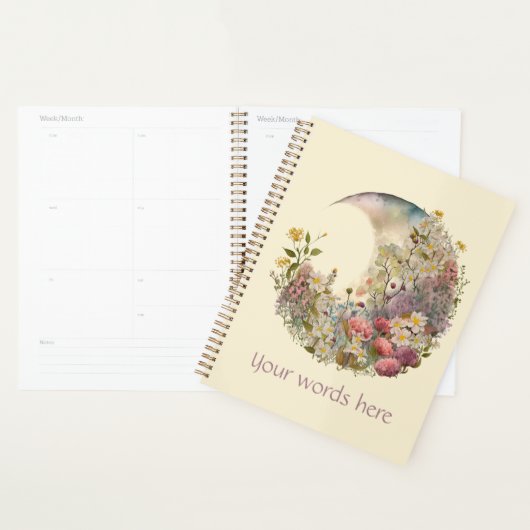 Create Your Own Wildflowers Floral Crescent Moon Planner (Display)