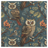 Create Your Own Winter Brown Owls Berries Blue Stof (Close Up)