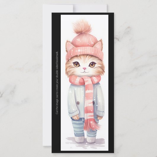 Create Your Own Winter Kitten Bookmark Card (Voorkant)