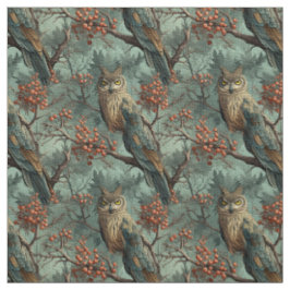 Create Your Own Winter Owls Berries Blue Stof