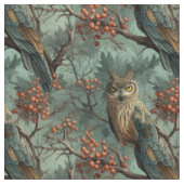 Create Your Own Winter Owls Berries Blue Stof (Close Up)