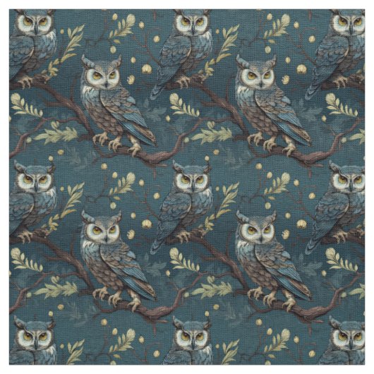 Create Your Own Wintery Blue Owls Stof (Swatch)