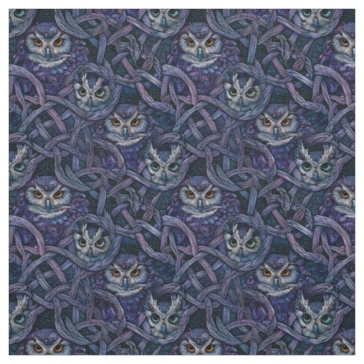 Create Your Own Wintery Knotted Vines Owls Stof (Swatch)