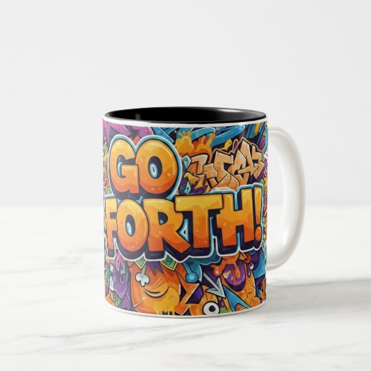 ​"Create Your Path" Graffiti Mug Tweekleurige Koffiemok (Voorkant rechts)