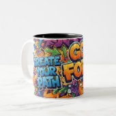 ​"Create Your Path" Graffiti Mug Tweekleurige Koffiemok (Voorkant links)