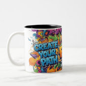 "Create Your Path" Graffiti Mug Tweekleurige Koffiemok (Links)