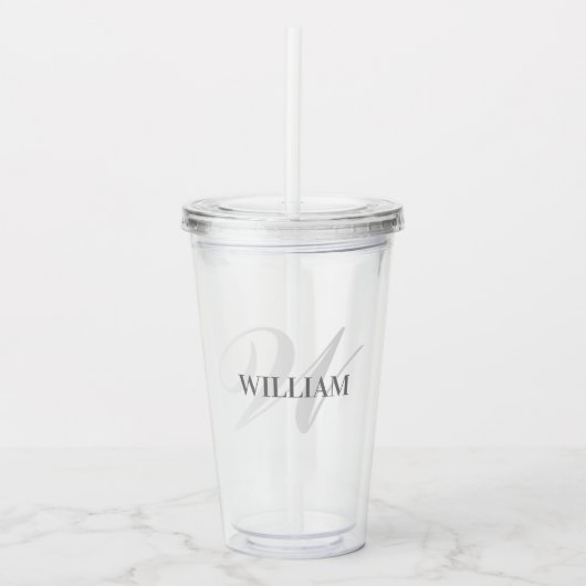 Create Your Personalized Monogram Name Ash Acryl Drinkbeker (Voorkant)