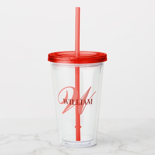 Create Your Personalized Monogram Name Black Acryl Drinkbeker (Voorkant)