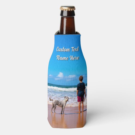 Create Your Pet Photo Bottle Cooler Custom Text (Fles Voorkant)
