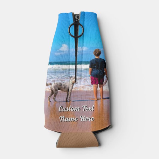 Create Your Pet Photo Bottle Cooler Custom Text (Achterkant)