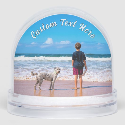 Create Your Pet Photo Snow Globe Gift Custom Text Sneeuwbol (Voorkant)