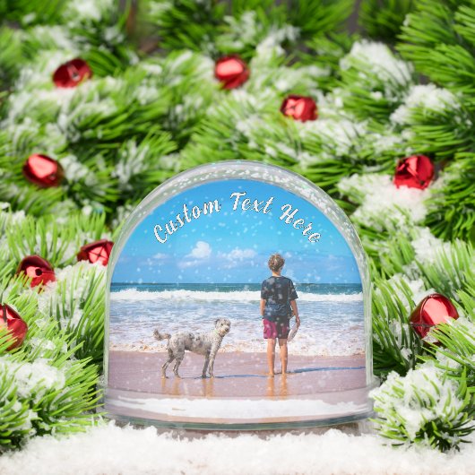 Create Your Pet Photo Snow Globe Gift Custom Text Sneeuwbol (Kerstmis)